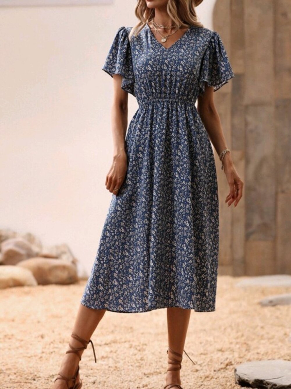 Summer Blue Floral dress S